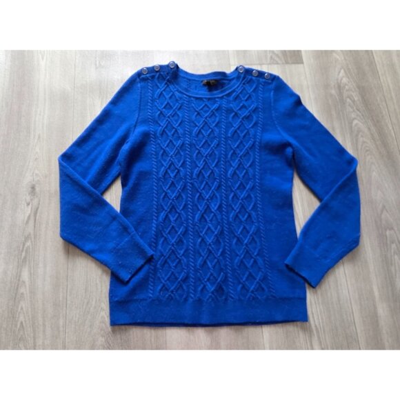 Talbots Blue Cable Knit Button Shoulder Sweater Mp - Picture 3 of 9